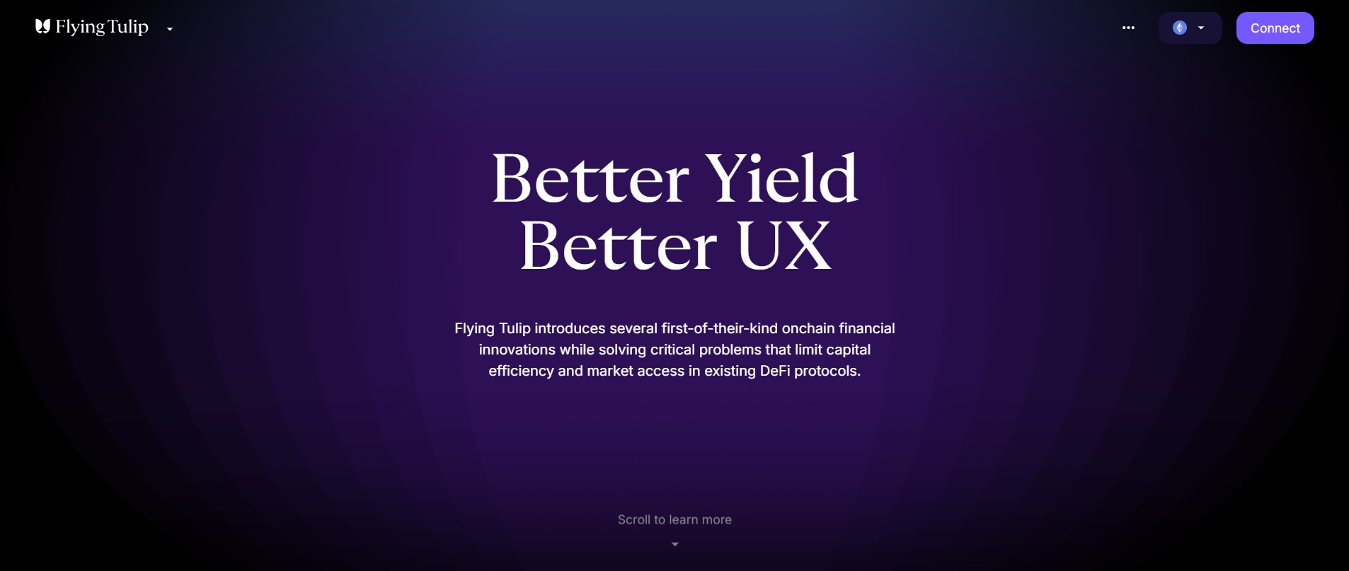 Flying Tulip Better Yield Better UX onchain financial innovations homepage for one of the best crypto presales February 2026.