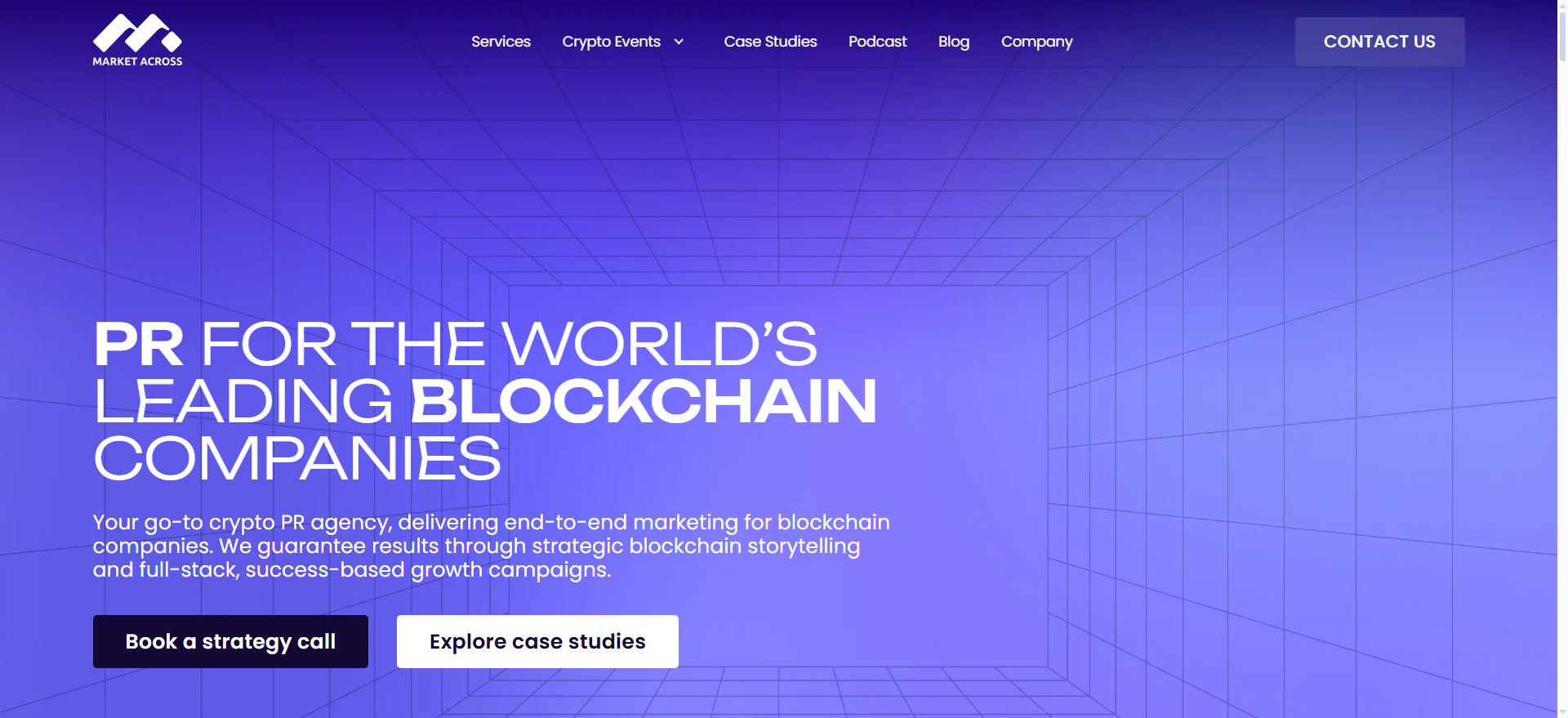 MarketAcross web3 マーケティングエージェンシーのホームページでは、ブロックチェーン・プロジェクトのためのパフォーマンスPRサービスとTier-1メディア配信をご紹介しています。
