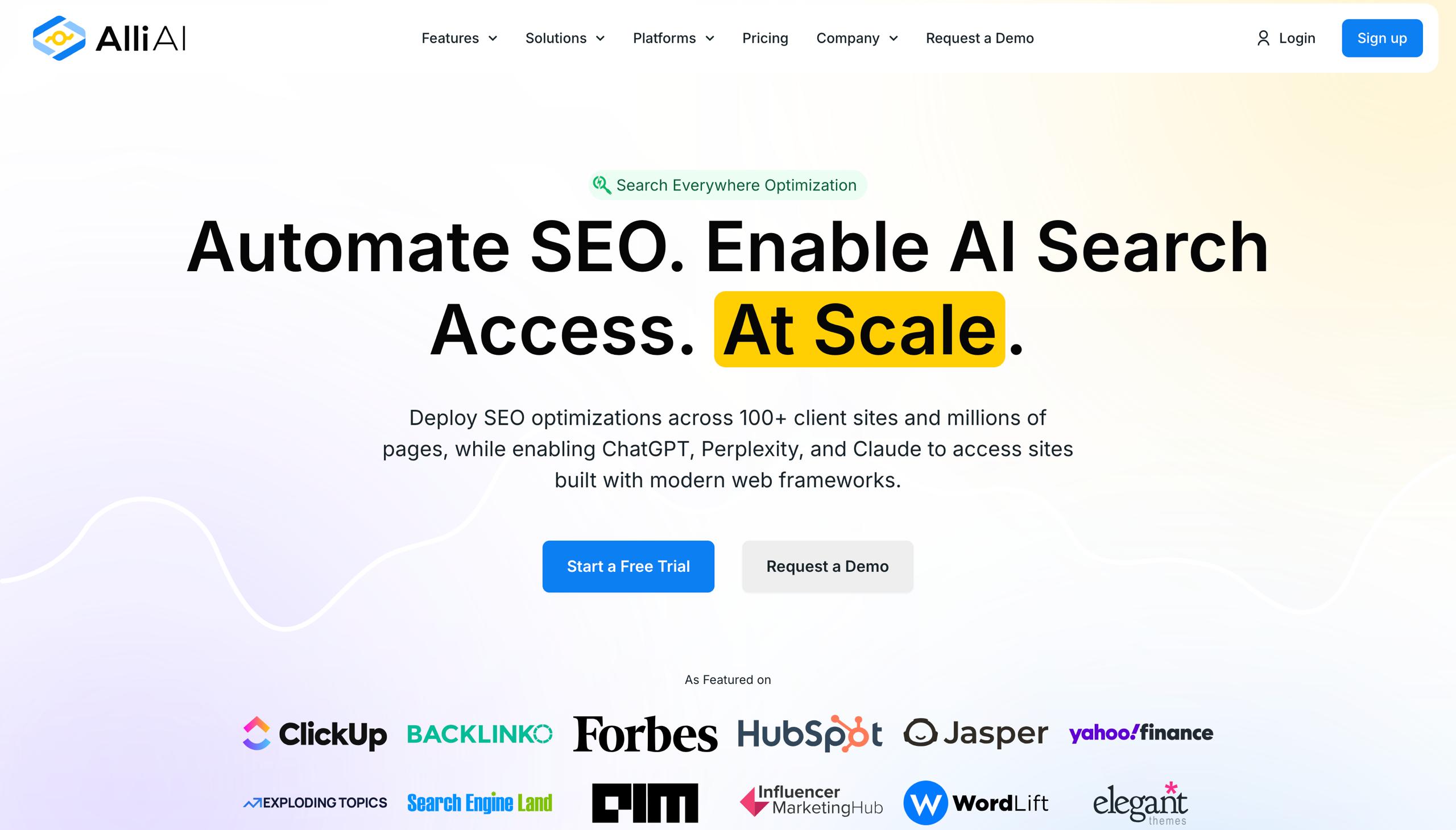 La dashboard di automazione di Alli AI distribuisce le modifiche SEO on-page su più siti con le impostazioni di accessibilità del crawler AI