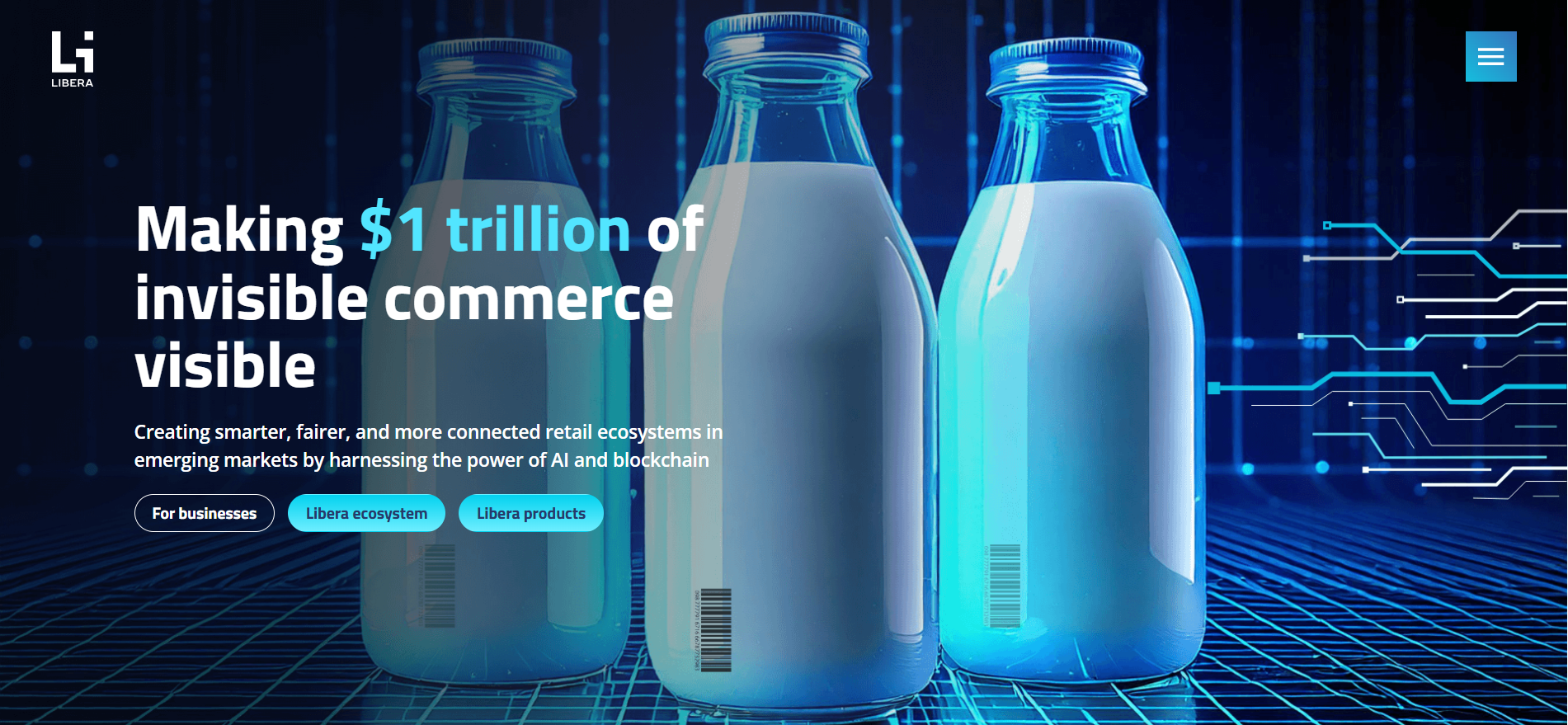 Libera Global AI platform making invisible emerging market commerce visible through blockchain data and AI-powered retail intelligence.