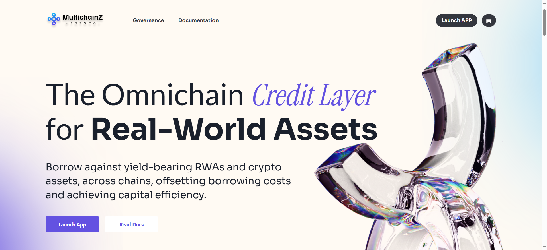 MultichainZ Protocol omnichain credit layer for real-world assets enabling cross-chain RWA lending and DeFi token presale.
