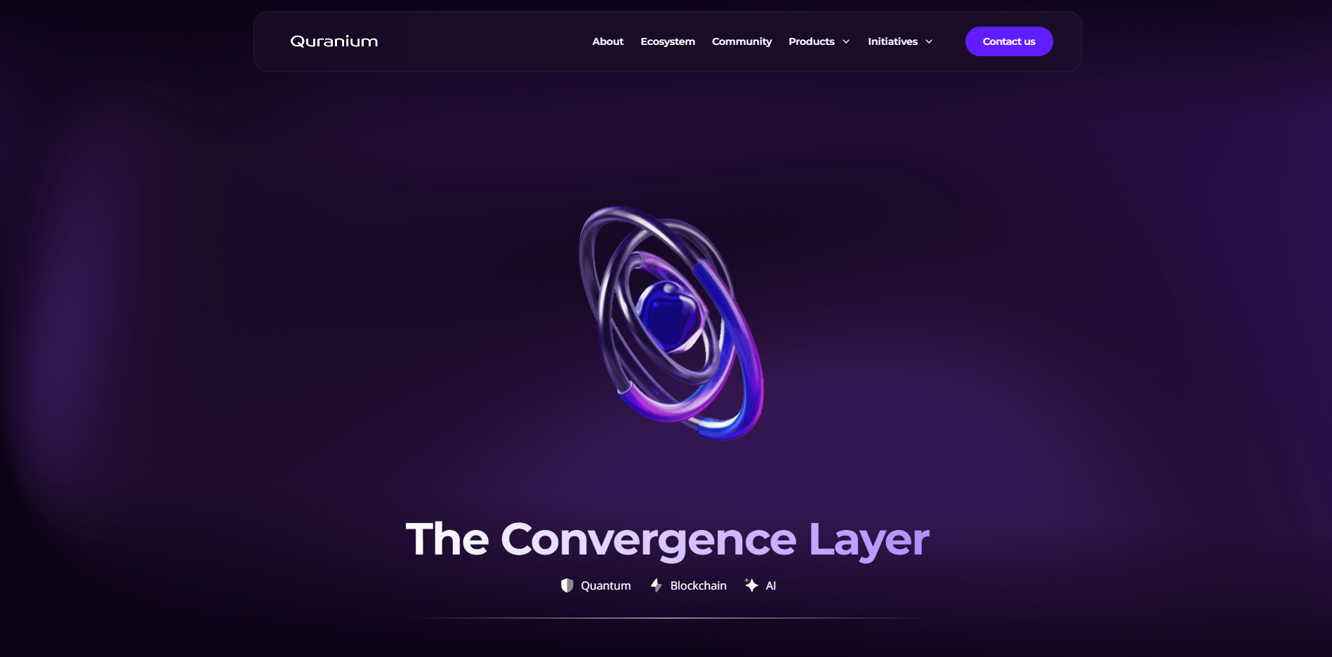 Quranium convergence layer uniting quantum-resistant cryptography, blockchain, and AI in a post-quantum Layer 1 backed by Animoca Brands.