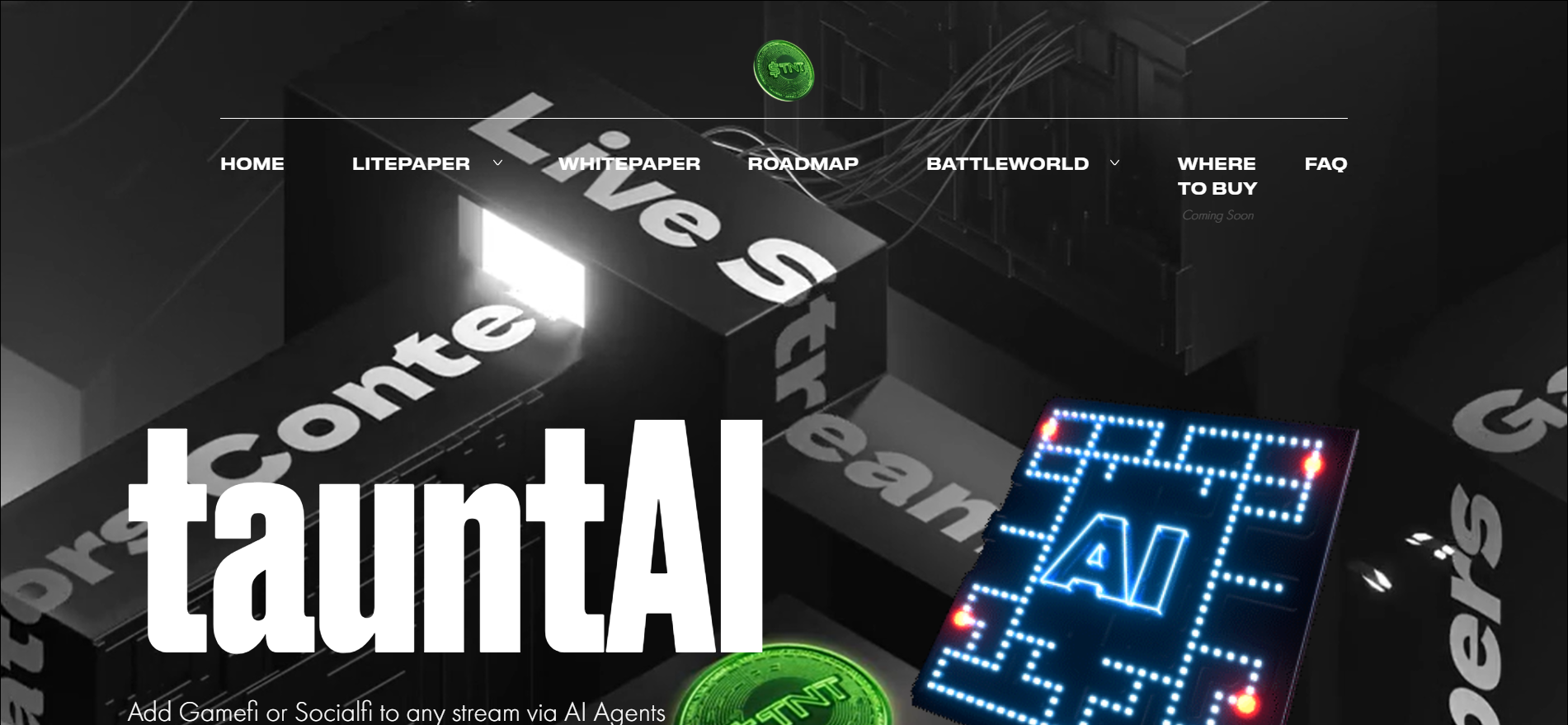 TauntAI GameFi and SocialFi streaming overlay adding engage-to-earn predictions and rewards to live streams via AI agents.