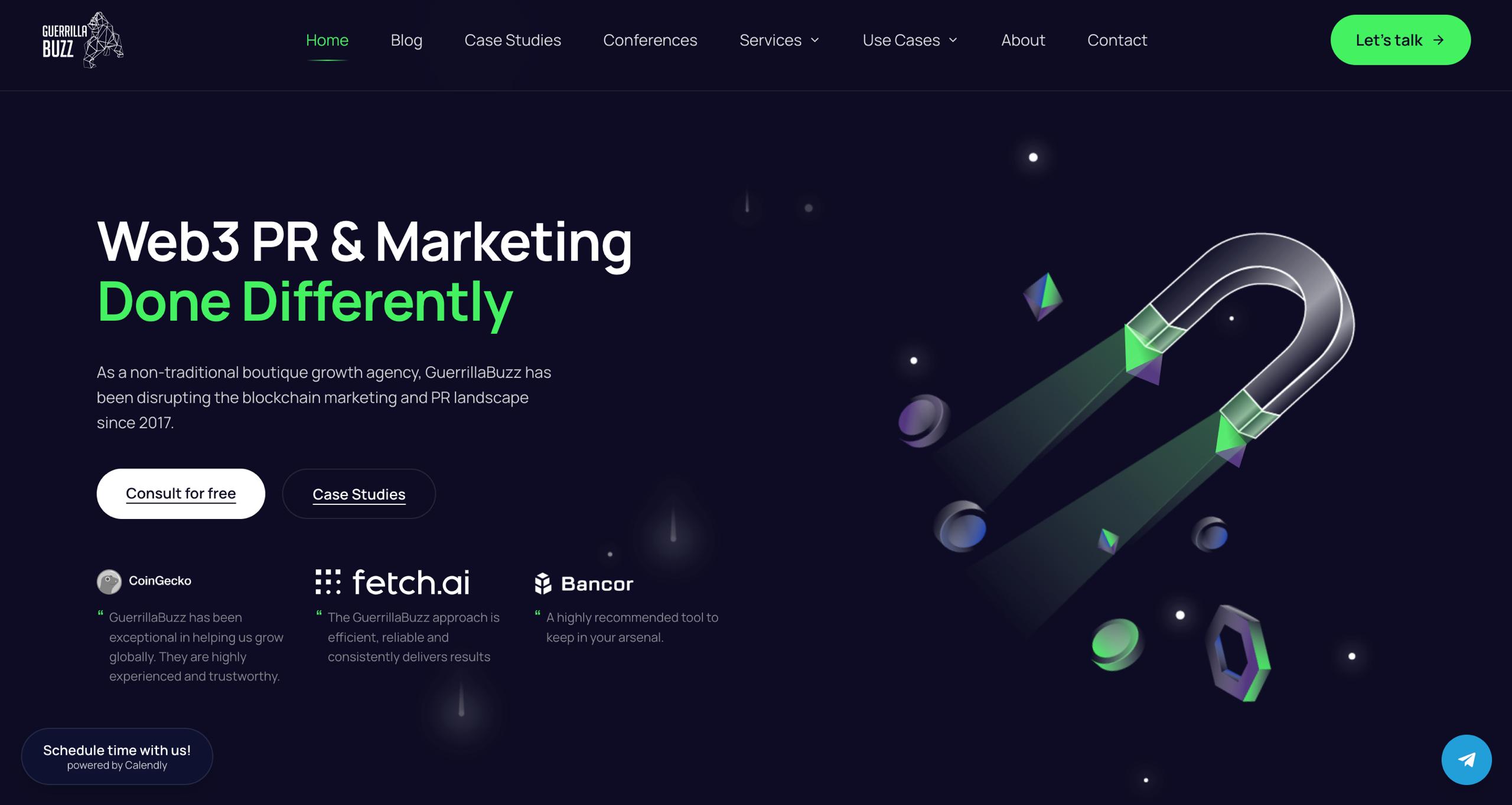 GuerrillaBuzz Web3 PRとマーケティングエージェンシーホームページ - 2017年からCoinGecko、Fetch.ai、Bancorにサービスを提供するブロックチェーンマーケティングブティック