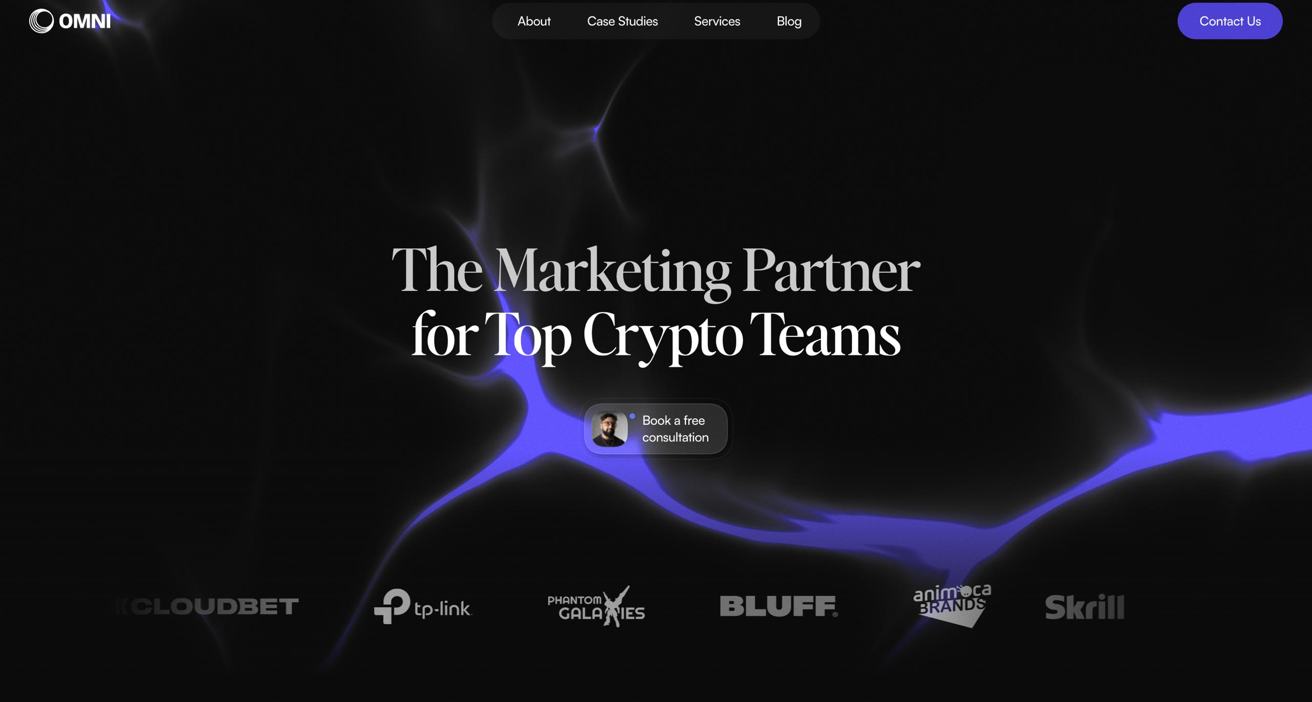 OMNI Agency 暗号マーケティングホームページ - Cloudbet、Animoca Brands、Phantom Galaxiesを含むトップ暗号チームのWeb3マーケティングパートナー