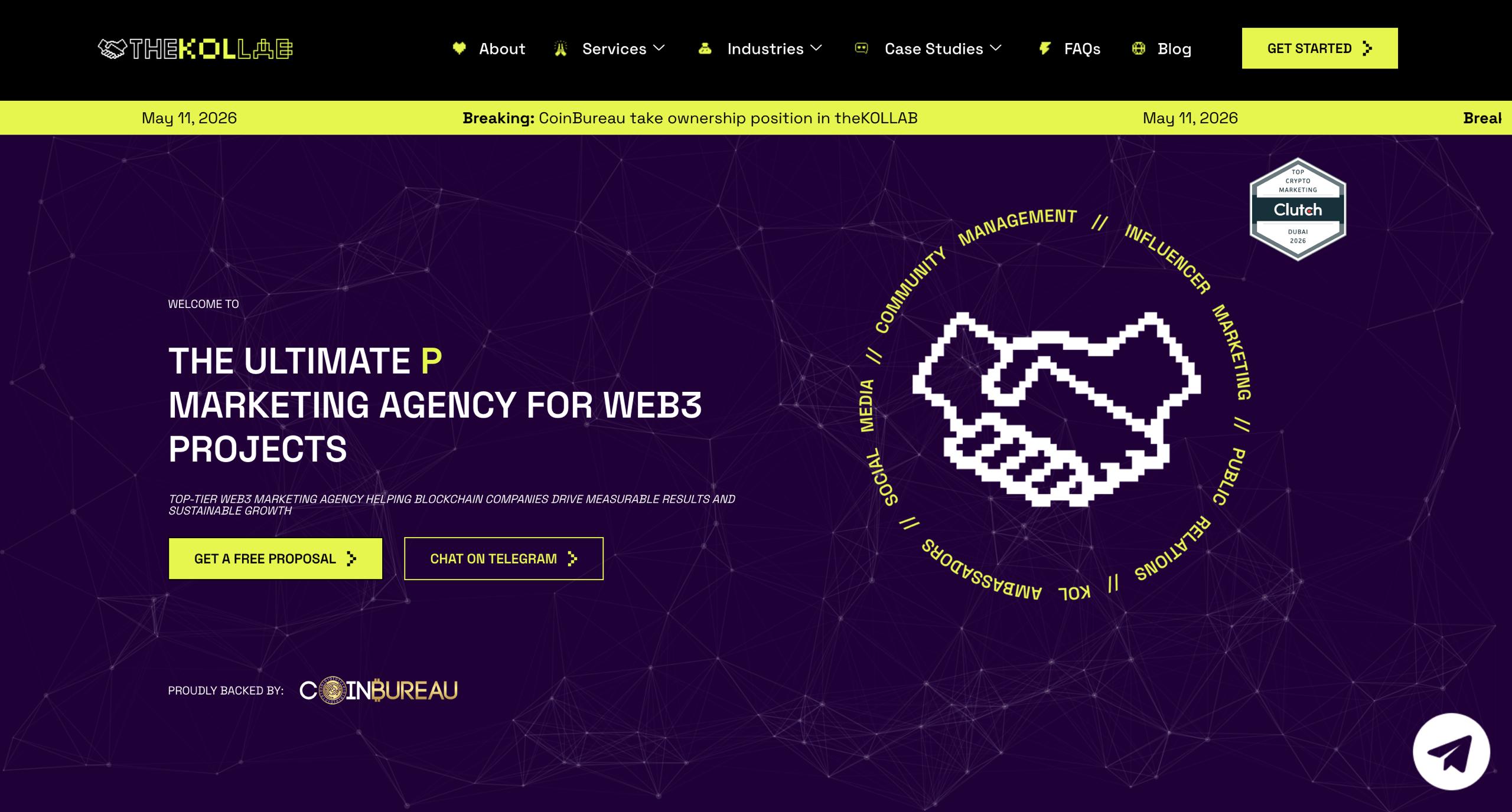 theKOLLAB Web3マーケティングエージェンシーホームページ - ブロックチェーンプロジェクトのKOLマーケティングとインフルエンサーキャンペーン。