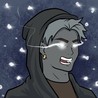 Telegram avatar for DegensbyGem: an illustrated portrait of a person with short gray hair and glowing white eyes against a starry night background.