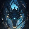 Telegram avatar for DrakeETL: a digital illustration of a dark blue dragon-like creature's head with glowing eyes against a starry background.