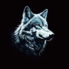Telegram avatar for legends_call: a digital illustration of a wolf's head in blue and white tones against a black background.