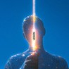 Telegram avatar for legioncallz: a starry silhouette of a person's head and shoulders on a blue background, with a vertical beam of light through the face and the word 