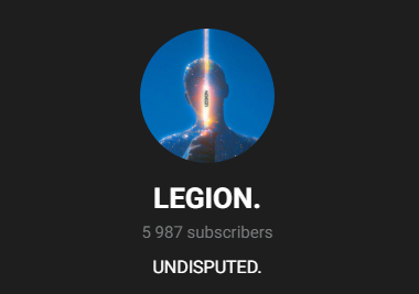 Telegram profile page for Legion, a crypto call channel with 5,987 subscribers.