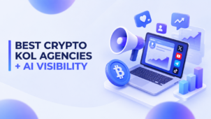 Best Crypto KOL agencies and AI visibility concept featuring crypto influencer marketing, social media engagement, analytics, and AI search visibility.