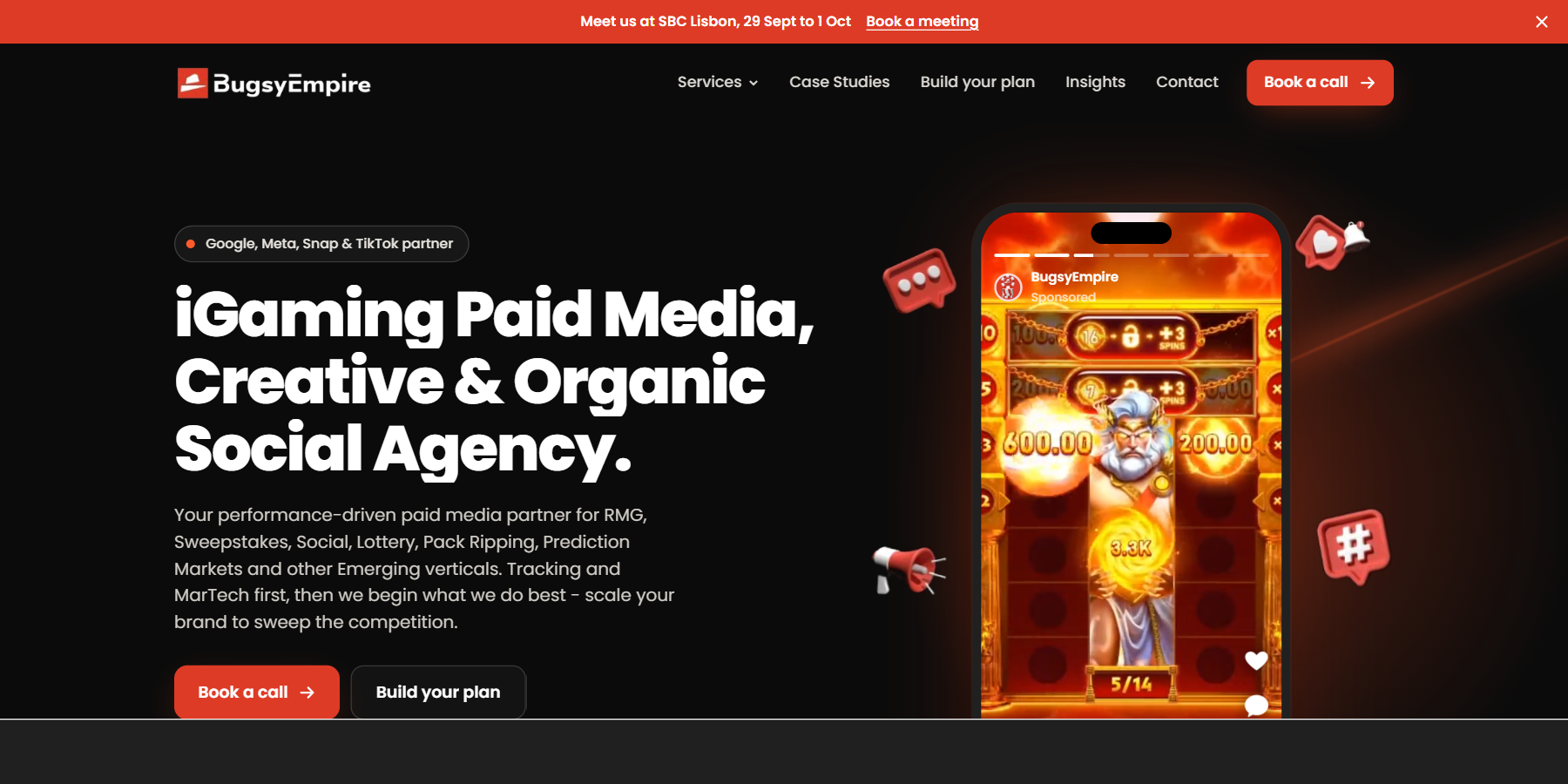 BugsyEmpire iGaming paid media agency.
